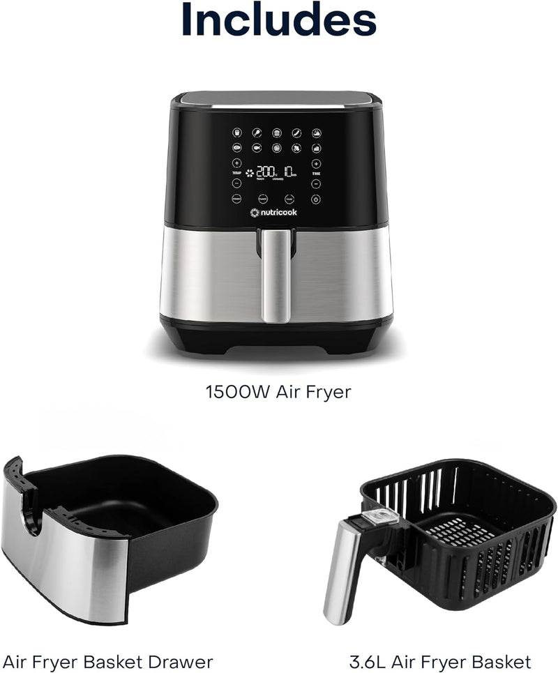 Air Fryer 2, 3.6L Black 1500W Air Fryers Air Fryer 2, 3.6L Black 1500W Air Fryer 2, 3.6L Black 1500W Nutricook