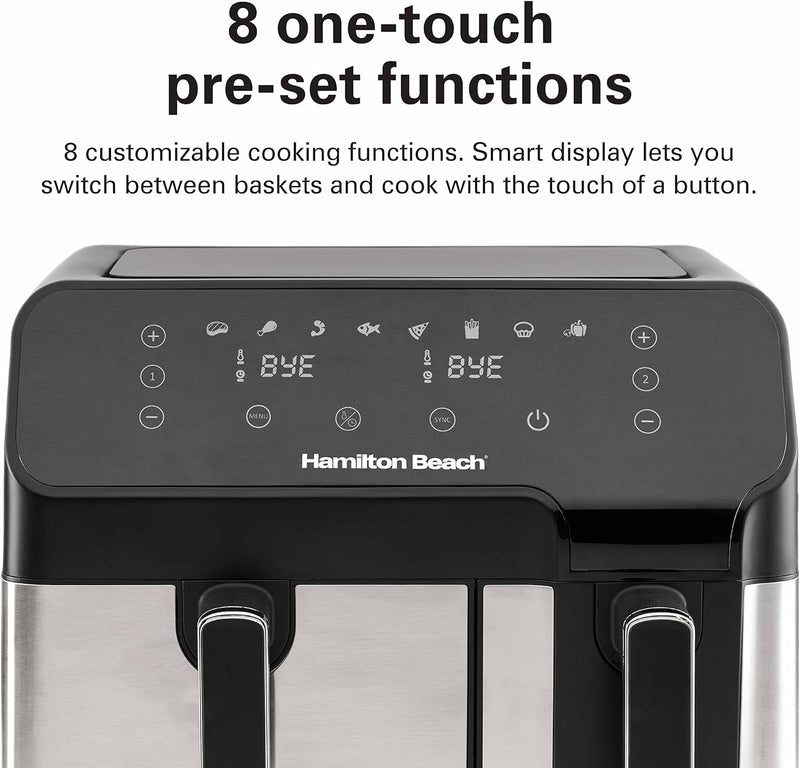8.5L Digital Air Fryer - Dual Size,  Independently Controlled Air Fryers 8.5L Digital Air Fryer - Dual Size,  Independently Controlled 8.5L Digital Air Fryer - Dual Size,  Independently Controlled Hamilton Beach