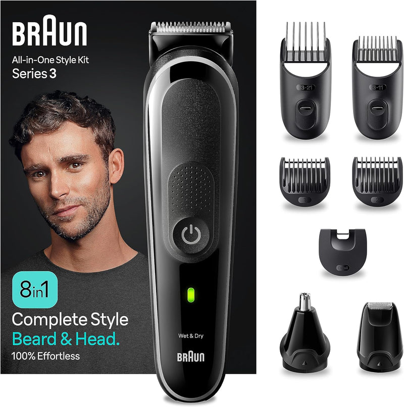 8-in-1 Style Kit 3 Beard, Hair With 80min Runtime Grooming Kit 8-in-1 Style Kit 3 Beard, Hair With 80min Runtime 8-in-1 Style Kit 3 Beard, Hair With 80min Runtime Braun