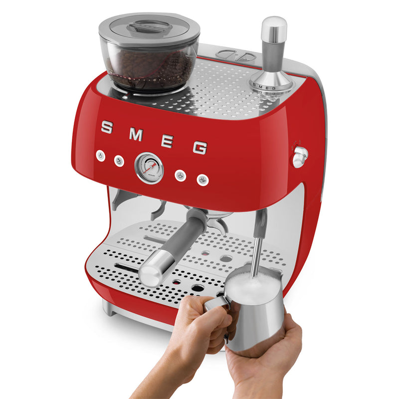 50's Style - Espresso Manual Coffee Machine With Grinder Red Coffee Makers & Espresso Machines 50's Style - Espresso Manual Coffee Machine With Grinder Red 50's Style - Espresso Manual Coffee Machine With Grinder Red Smeg