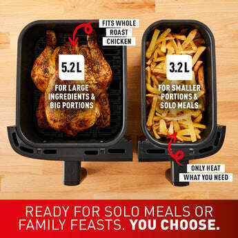 Tefal Dual Easy Fry & Grill EY905B Doppel 8,3 l Eigenständig 2700 W Heißluftfrit Tefal Dual Easy Fry & Grill EY905B Doppel 8,3 l Eigenständig 2700 W Heißluftfrit