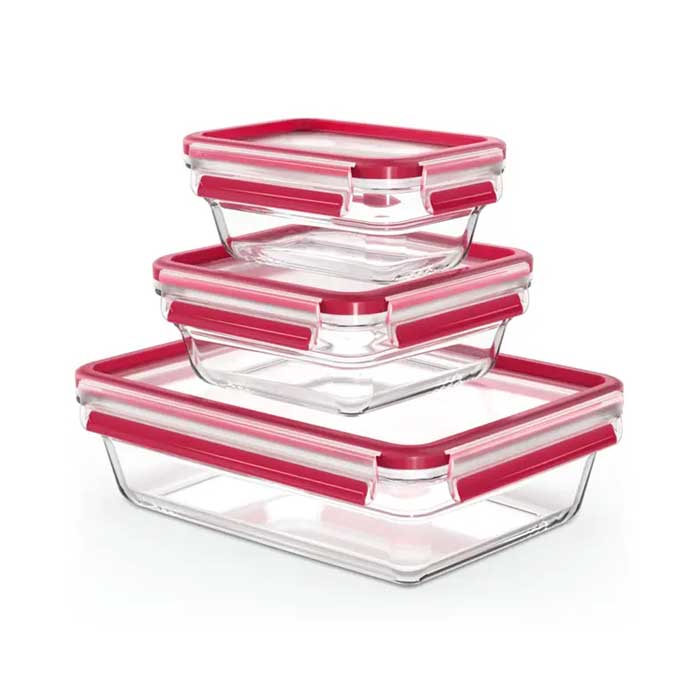 Masterseal Glass Container Set of 3 Pieces Food Storage Containers Masterseal Glass Container Set of 3 Pieces Masterseal Glass Container Set of 3 Pieces Tefal