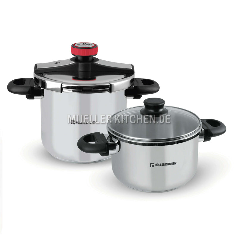 Stainless Steel Pressure Cooker Set – 5L+7L Pressure cooker Stainless Steel Pressure Cooker Set – 5L+7L Stainless Steel Pressure Cooker Set – 5L+7L Muller Koch