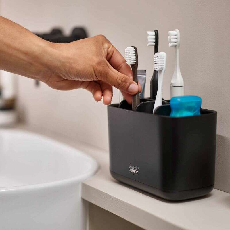 EasyStore™ Large Matt Black Toothbrush Holder Bathroom Accessories EasyStore™ Large Matt Black Toothbrush Holder EasyStore™ Large Matt Black Toothbrush Holder Joseph Joseph