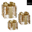 Present champagne set of 3  - l25xw25xh28cm Christmas Decoration Present champagne set of 3  - l25xw25xh28cm Present champagne set of 3  - l25xw25xh28cm Edelmann