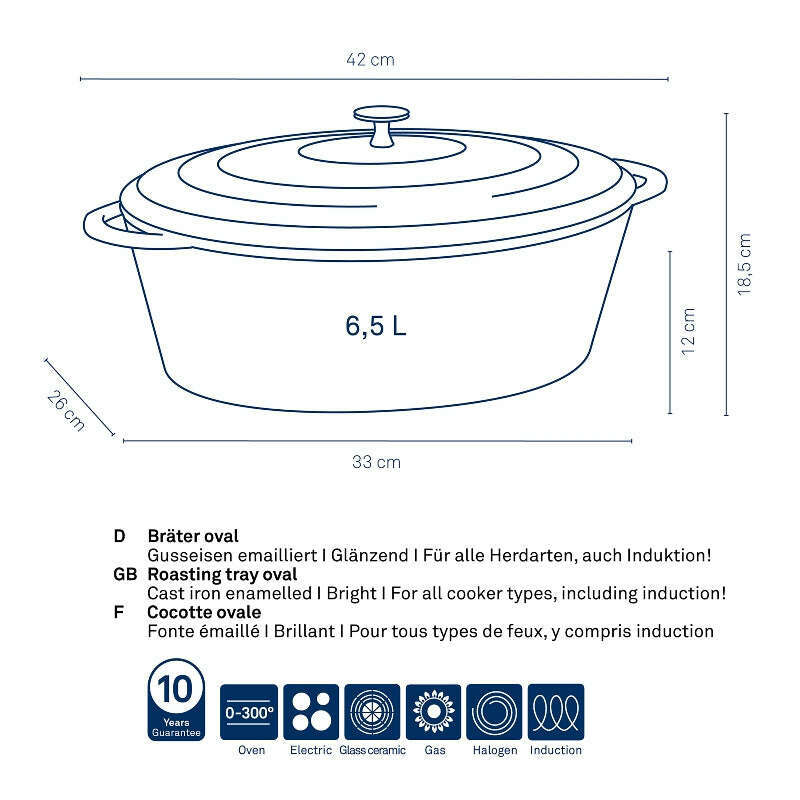 Black Roaster Calido Oval 6.5L Dutch Ovens Black Roaster Calido Oval 6.5L Black Roaster Calido Oval 6.5L Kela