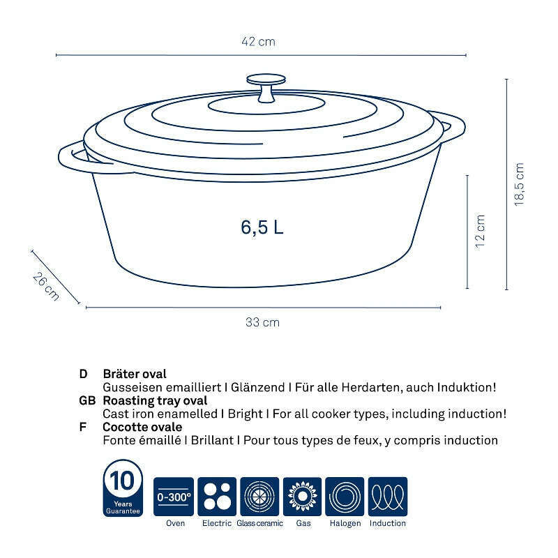 Black Roaster Calido Oval 9.3L Dutch Ovens Black Roaster Calido Oval 9.3L Black Roaster Calido Oval 9.3L Kela