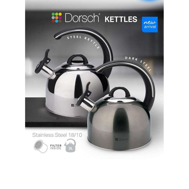 3L Stainless Steel Whistling Kettle With Luxurious Handle Kettles 3L Stainless Steel Whistling Kettle With Luxurious Handle 3L Stainless Steel Whistling Kettle With Luxurious Handle Dorsch