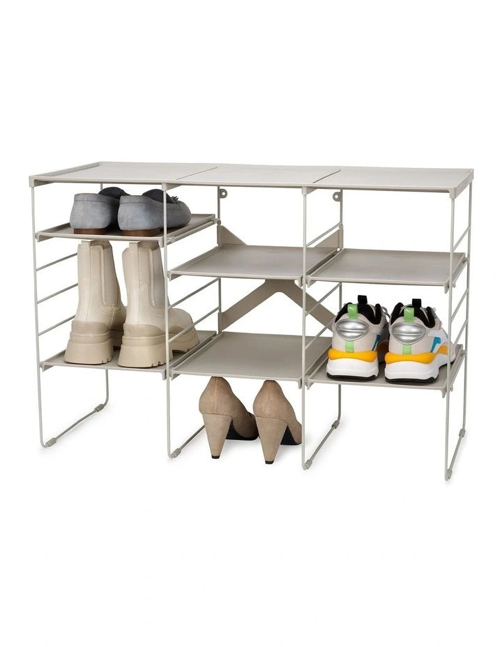 Level Plus Adjustable Triple Shoe Rack in Ecru Storage Hooks & Racks Level Plus Adjustable Triple Shoe Rack in Ecru Level Plus Adjustable Triple Shoe Rack in Ecru Joseph Joseph