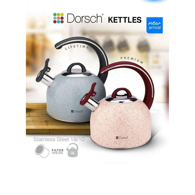 3L Stainless Steel Whistling Kettle With Luxurious Handle Kettles 3L Stainless Steel Whistling Kettle With Luxurious Handle 3L Stainless Steel Whistling Kettle With Luxurious Handle Dorsch