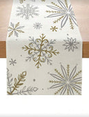 Silver & Gold Snowflake Linen Table Runner (33x183cm) Christmas decoration Silver & Gold Snowflake Linen Table Runner (33x183cm) Silver & Gold Snowflake Linen Table Runner (33x183cm) Dream G Store