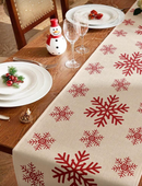 Red Snowflake Linen Table Runner Christmas decoration Red Snowflake Linen Table Runner Red Snowflake Linen Table Runner Dream G Store