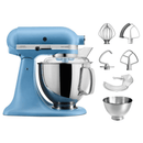 The German Outlet, KitchenAid, 4.8L Artisan Stand Mixer, Velvet Blue + Pouring Shield & Extra Bowl