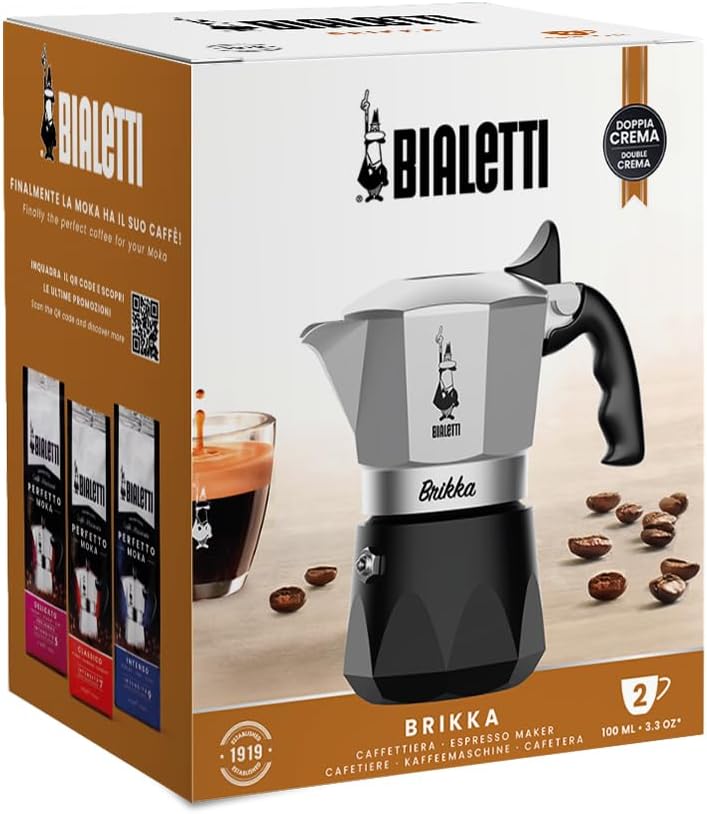 Brikka 2 Cups, Black Aluminum Coffee Makers Brikka 2 Cups, Black Aluminum Brikka 2 Cups, Black Aluminum Bialetti