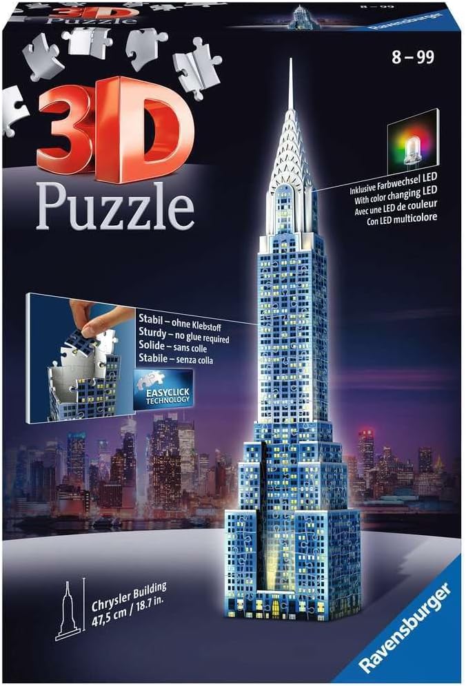 216 Pieces 3D Puzzle, Chrysler Building Glows in the Dark puzzle Kids 216 Pieces 3D Puzzle, Chrysler Building Glows in the Dark 216 Pieces 3D Puzzle, Chrysler Building Glows in the Dark Ravensburger