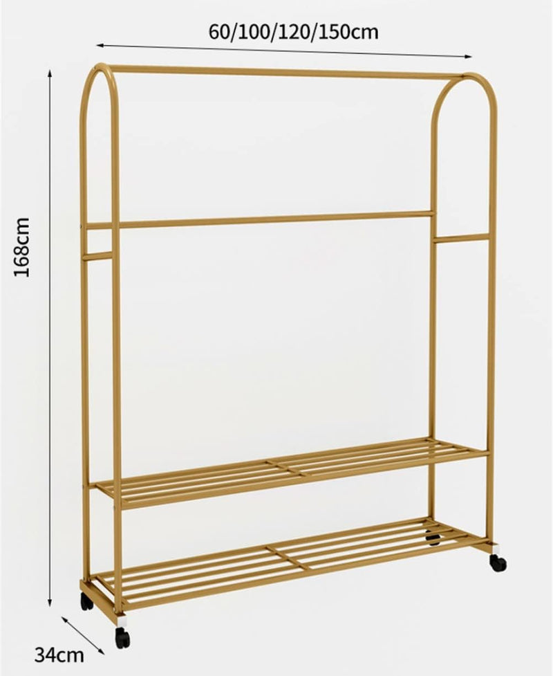 Golden Coat Rack Clothes Rail on Casters, with 2 Shoe Racks &  Hooks Outlet Golden Coat Rack Clothes Rail on Casters, with 2 Shoe Racks &  Hooks Golden Coat Rack Clothes Rail on Casters, with 2 Shoe Racks &  Hooks MEFFEE