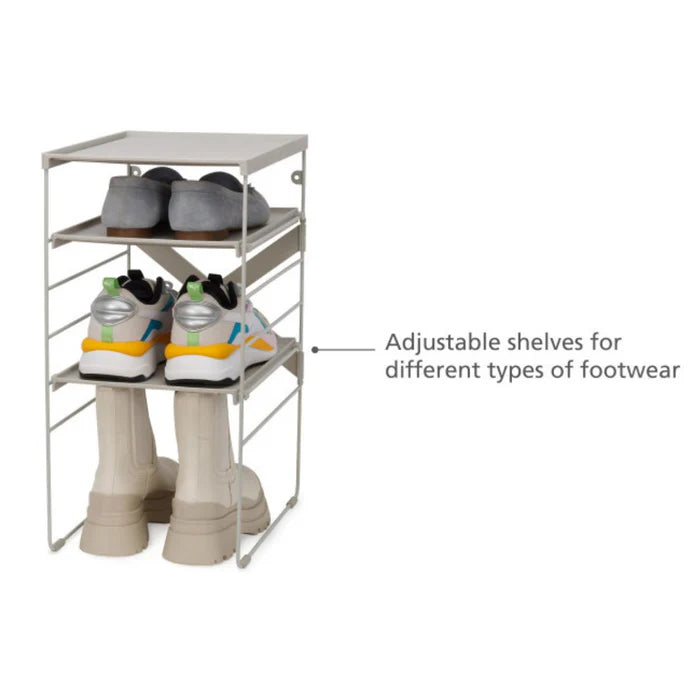 Level Plus Adjustable Triple Shoe Rack in Ecru Storage Hooks & Racks Level Plus Adjustable Triple Shoe Rack in Ecru Level Plus Adjustable Triple Shoe Rack in Ecru Joseph Joseph