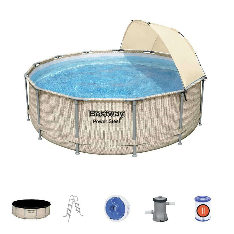 Power Steel Pool Set With Canopy 396x107 cm home pool Power Steel Pool Set With Canopy 396x107 cm Power Steel Pool Set With Canopy 396x107 cm Bestway