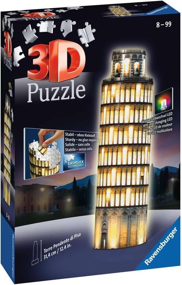 216 Pieces 3D Puzzle, Pisa Night Glows in the Dark puzzle Kids 216 Pieces 3D Puzzle, Pisa Night Glows in the Dark 216 Pieces 3D Puzzle, Pisa Night Glows in the Dark Ravensburger