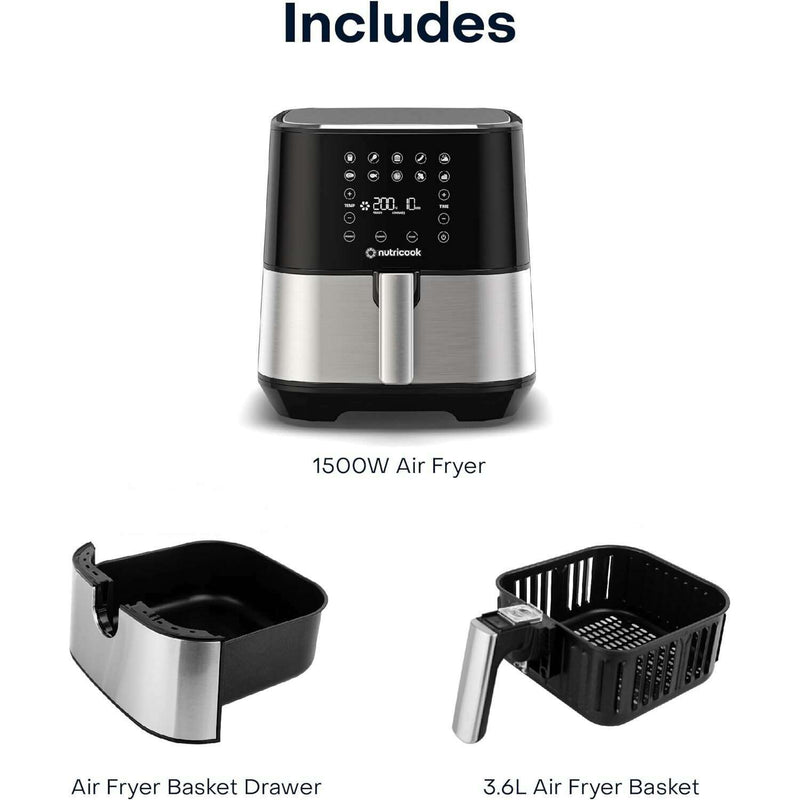 Air Fryer 2, 3.6L Black 1500W Air Fryers Air Fryer 2, 3.6L Black 1500W Air Fryer 2, 3.6L Black 1500W Nutricook