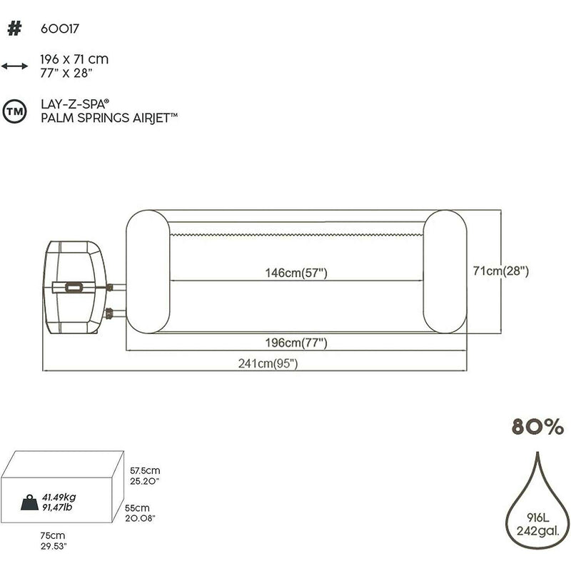 Lay-Z-Spa Palm Springs AirJet 196x71cm Pool Lay-Z-Spa Palm Springs AirJet 196x71cm Lay-Z-Spa Palm Springs AirJet 196x71cm Bestway