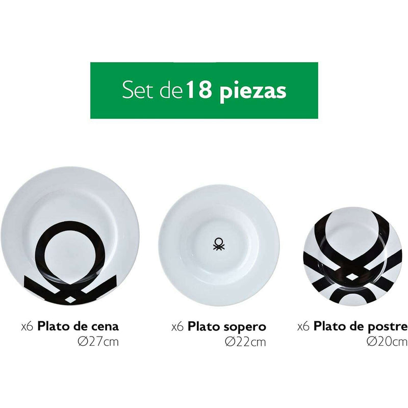 Black&White Collection, Set of 18 Pieces Dinner Set Dinner Set Black&White Collection, Set of 18 Pieces Dinner Set Black&White Collection, Set of 18 Pieces Dinner Set United Colors of Benetton