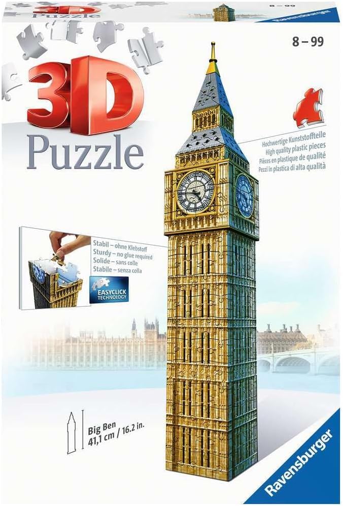 216 Pieces 3D Puzzle, Big Ben Glows in the Dark puzzle Kids 216 Pieces 3D Puzzle, Big Ben Glows in the Dark 216 Pieces 3D Puzzle, Big Ben Glows in the Dark Ravensburger