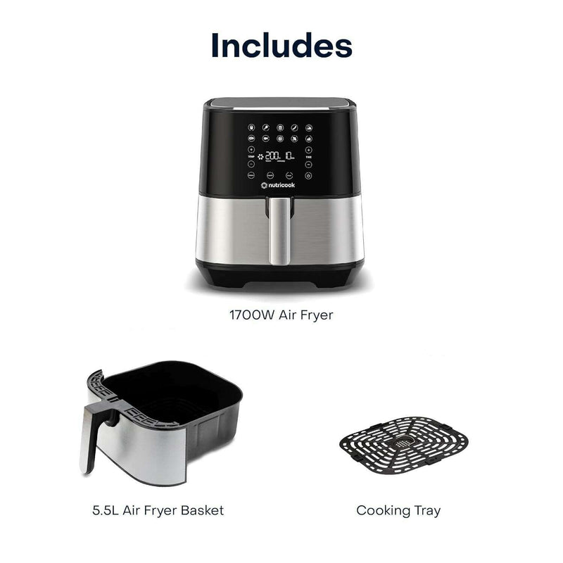 Air Fryer 2 - 5.5L Black & Stainless steel Air Fryers Air Fryer 2 - 5.5L Black & Stainless steel Air Fryer 2 - 5.5L Black & Stainless steel Nutricook