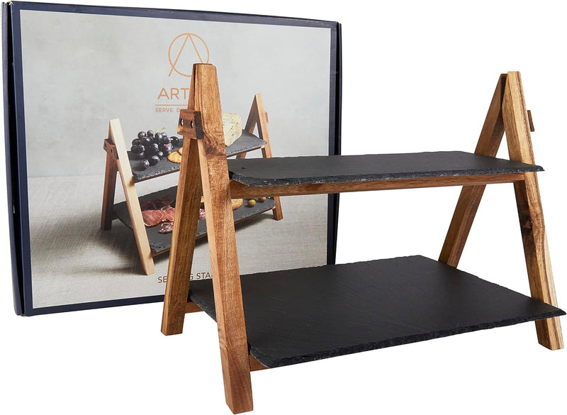 Artesà 2 Tier Slate & Wood Serving Stand Serving Trays Artesà 2 Tier Slate & Wood Serving Stand Artesà 2 Tier Slate & Wood Serving Stand KitchenCraft