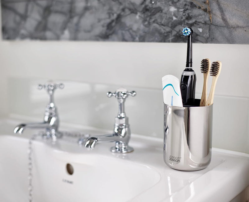 EasyStore™ Luxe Stainless-steel Toothbrush Caddy Bathroom Accessories EasyStore™ Luxe Stainless-steel Toothbrush Caddy EasyStore™ Luxe Stainless-steel Toothbrush Caddy Joseph Joseph