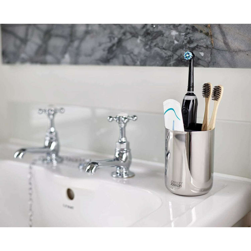 EasyStore™ Luxe Stainless-steel Toothbrush Caddy Bathroom Accessories EasyStore™ Luxe Stainless-steel Toothbrush Caddy EasyStore™ Luxe Stainless-steel Toothbrush Caddy Joseph Joseph