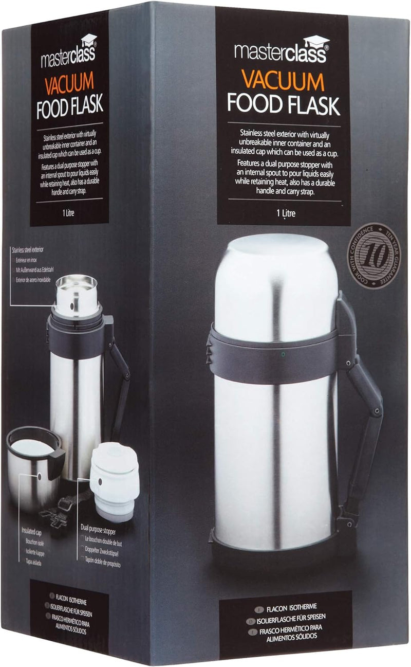 MasterClass Stainless Steel 1L Vacuum Soup / Food Flask Thermoses MasterClass Stainless Steel 1L Vacuum Soup / Food Flask MasterClass Stainless Steel 1L Vacuum Soup / Food Flask KitchenCraft