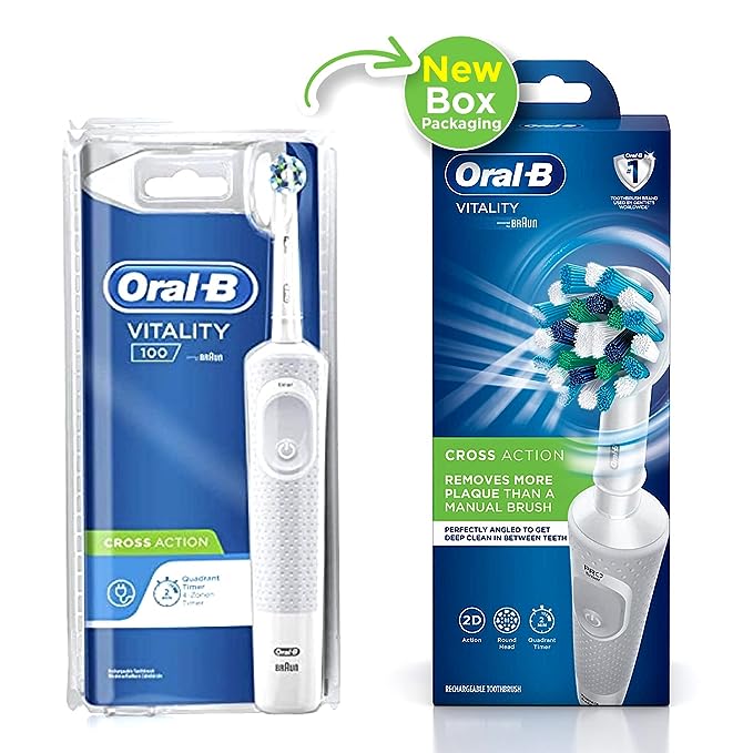 Vitality 100 White Criss Cross Electric Rechargeable Toothbrush Dental Care Vitality 100 White Criss Cross Electric Rechargeable Toothbrush Vitality 100 White Criss Cross Electric Rechargeable Toothbrush Oral B