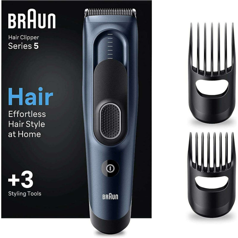 Hair Clipper Series 5 + 17 Length Settings, 2 Combs & Pouch Grooming Kit Hair Clipper Series 5 + 17 Length Settings, 2 Combs & Pouch Hair Clipper Series 5 + 17 Length Settings, 2 Combs & Pouch Braun