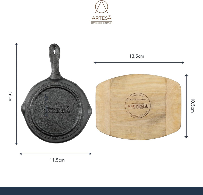 Artesà  Cast Iron Mini Fry Pan with Board Cast Iron Artesà  Cast Iron Mini Fry Pan with Board Artesà  Cast Iron Mini Fry Pan with Board KitchenCraft