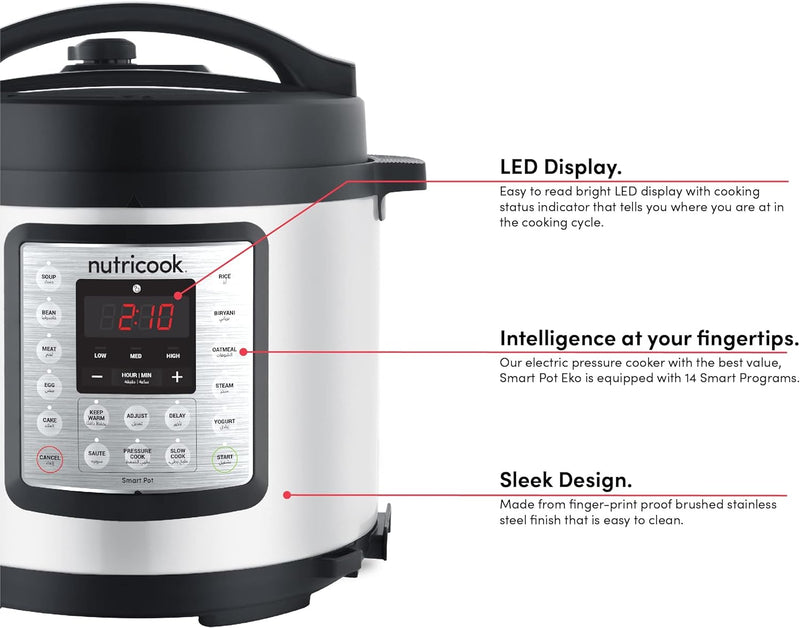 Electric Pressure Cooker - Smart Pot Eko  6L Pressure cooker Electric Pressure Cooker - Smart Pot Eko  6L Electric Pressure Cooker - Smart Pot Eko  6L Nutricook