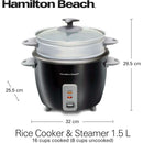 Rice Cooker & Food Steamer (16 cups Capacity) Rice Cookers Rice Cooker & Food Steamer (16 cups Capacity) Rice Cooker & Food Steamer (16 cups Capacity) Hamilton Beach