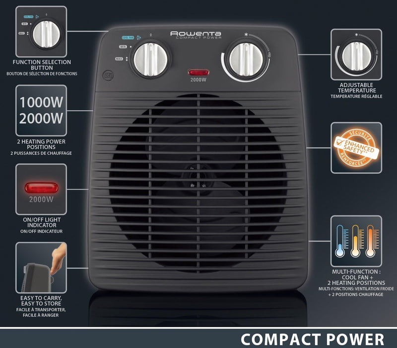 Compact Power Fan Heater Heaters Compact Power Fan Heater Compact Power Fan Heater Rowenta