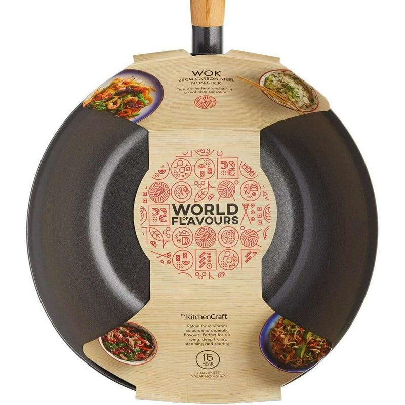 Oriental Carbon Steel Non-Stick Wok, 35cm Wok Pan Oriental Carbon Steel Non-Stick Wok, 35cm Oriental Carbon Steel Non-Stick Wok, 35cm KitchenCraft