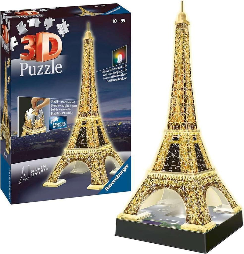 216 Pieces 3D Puzzle, Eiffel Tower Glows in the Dark puzzle Kids 216 Pieces 3D Puzzle, Eiffel Tower Glows in the Dark 216 Pieces 3D Puzzle, Eiffel Tower Glows in the Dark Ravensburger