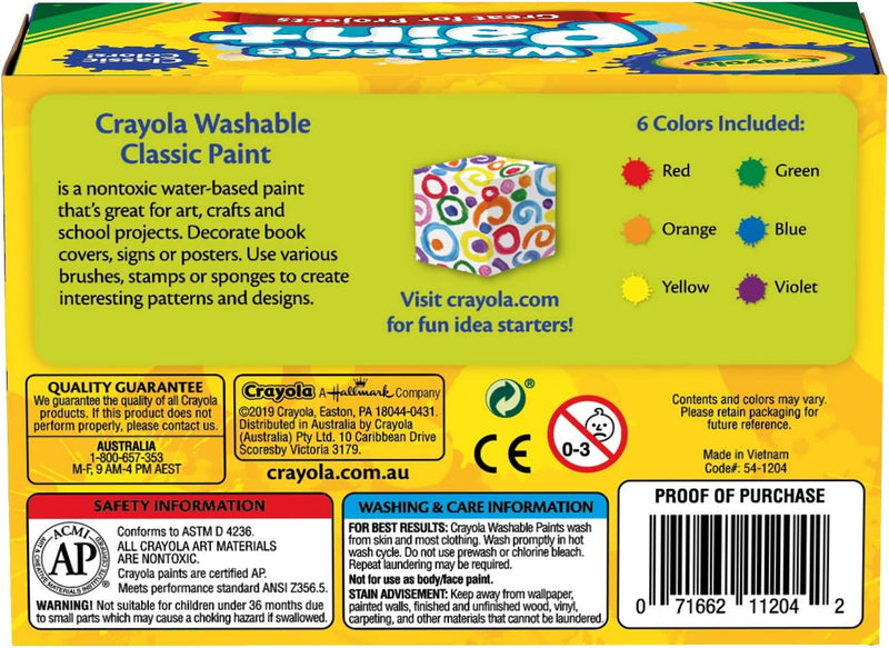 6 Washable Kids Paint, At Home Activities Art & Crafts 6 Washable Kids Paint, At Home Activities 6 Washable Kids Paint, At Home Activities Crayola