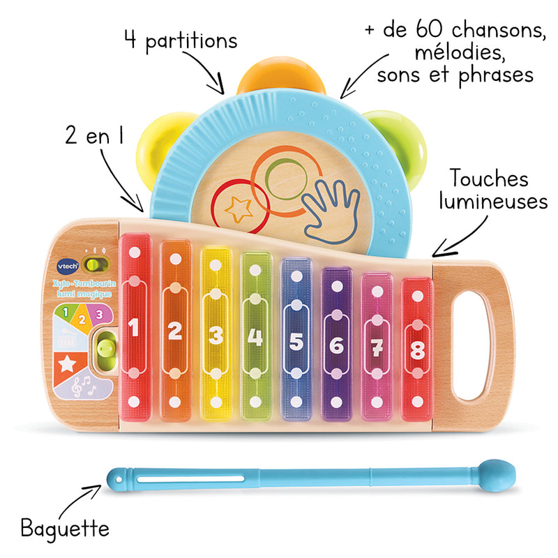 Xylo-tambourin Lumi Magique Wood toddler's toys Xylo-tambourin Lumi Magique Wood Xylo-tambourin Lumi Magique Wood Vtech