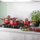 The German Outlet, Tognana, Matt Red Hermes- Cooking Set- 8 Pieces