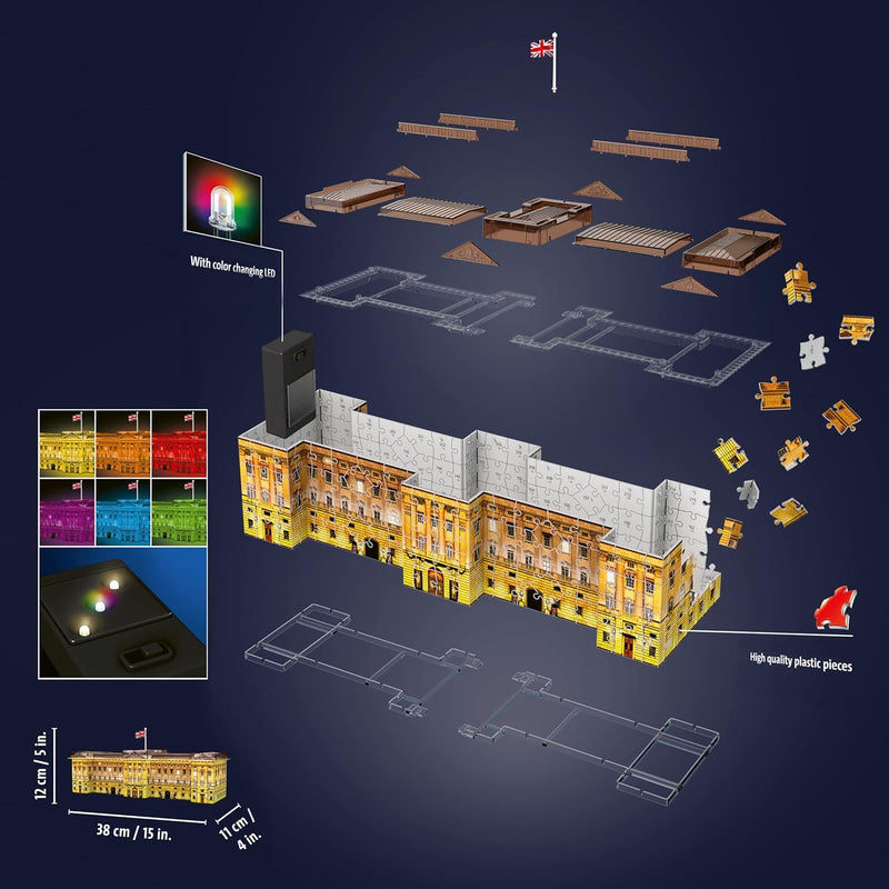 216 Pieces 3D Puzzle, Buckingham Palace Glows in the Dark puzzle Kids 216 Pieces 3D Puzzle, Buckingham Palace Glows in the Dark 216 Pieces 3D Puzzle, Buckingham Palace Glows in the Dark Ravensburger