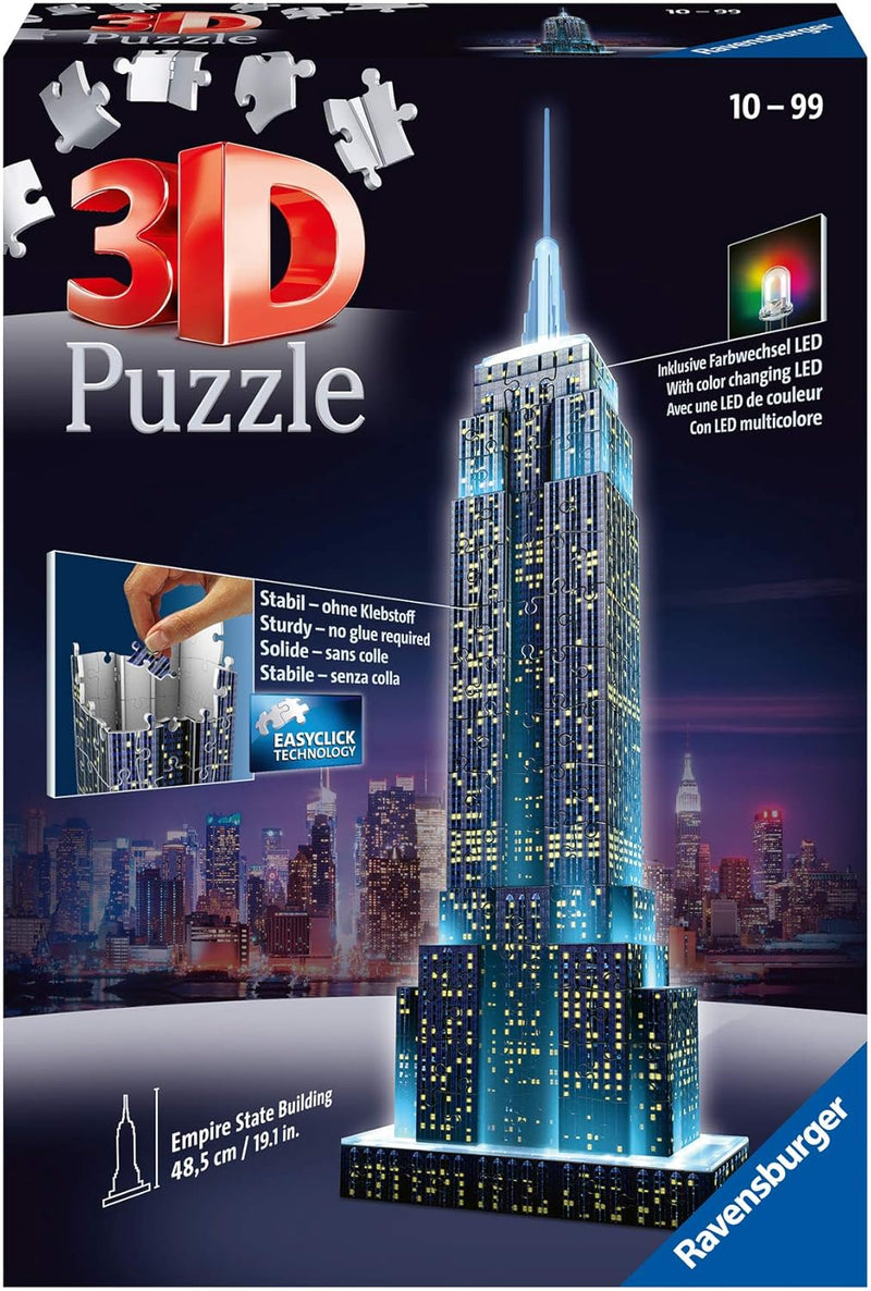 216 Pieces 3D Puzzle, Empire State Glows in the Dark puzzle Kids 216 Pieces 3D Puzzle, Empire State Glows in the Dark 216 Pieces 3D Puzzle, Empire State Glows in the Dark Ravensburger