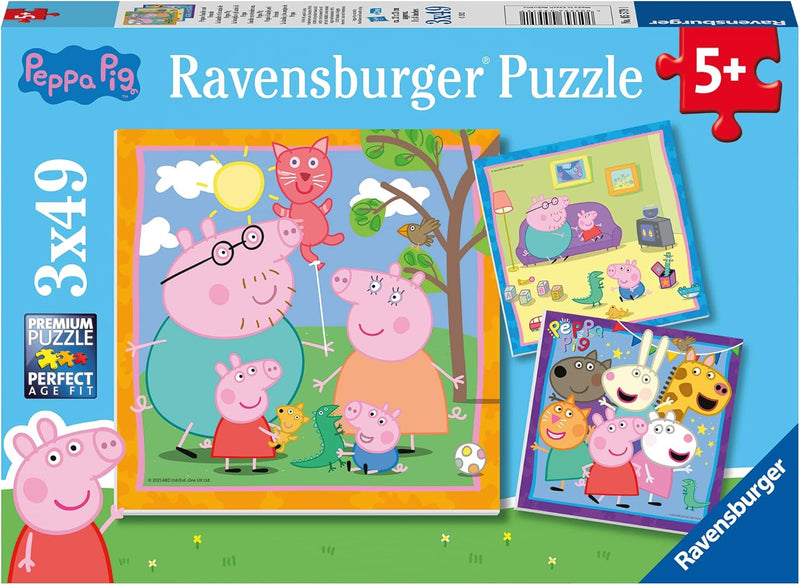 2x 12 Pieces Puzzle, Peppa Pig Happy Family puzzle Kids 2x 12 Pieces Puzzle, Peppa Pig Happy Family 2x 12 Pieces Puzzle, Peppa Pig Happy Family Ravensburger