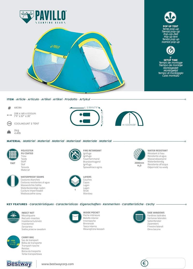 Coolmount 2 Tent 235x145x100cm  Coolmount 2 Tent 235x145x100cm Coolmount 2 Tent 235x145x100cm The German Outlet