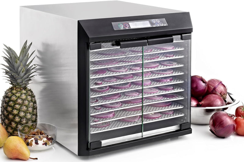 10 Tray Commercial Food Dehydrator with Two 99-Hour Timers, Stainless Steel  10 Tray Commercial Food Dehydrator with Two 99-Hour Timers, Stainless Steel 10 Tray Commercial Food Dehydrator with Two 99-Hour Timers, Stainless Steel The German Outlet
