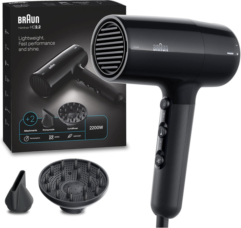 HD2.2 Light Weight, Fast Performance&Shine, 2200 Watts Hair Dryers HD2.2 Light Weight, Fast Performance&Shine, 2200 Watts HD2.2 Light Weight, Fast Performance&Shine, 2200 Watts Braun