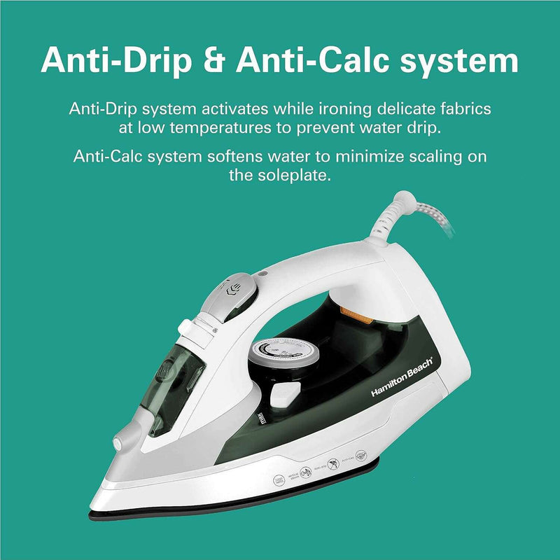 Anti-Drip, Anti-calc & Non-Stick soleplate Steam Iron 2200W Ironing Machine Anti-Drip, Anti-calc & Non-Stick soleplate Steam Iron 2200W Anti-Drip, Anti-calc & Non-Stick soleplate Steam Iron 2200W Hamilton Beach